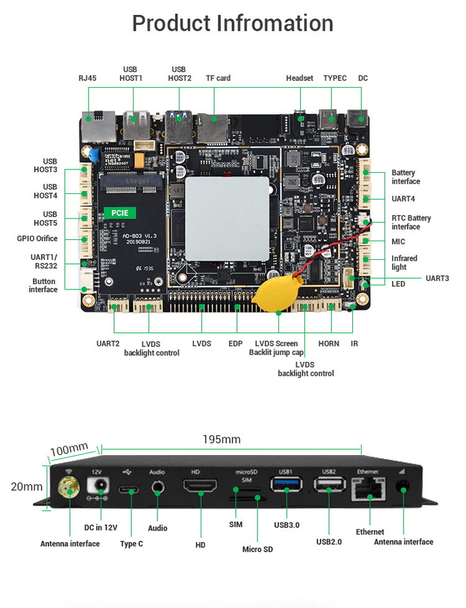 Caja 1 de la informática 2K Android HD Media Player del Hexa-corazón 4G de Ethernet el 1000M