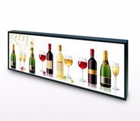 Pantalla LCD estirada jugador ultra ancho de la barra de la publicidad de la exhibición del LCD del borde de estante del supermercado