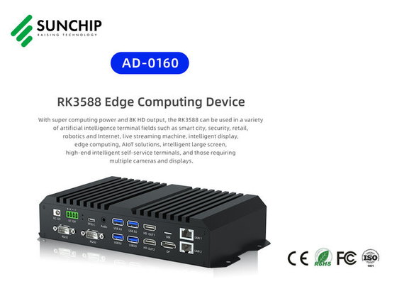 Sunchip Android 12 Media box RK3588 Industrial ARM Board 8K Octa Core Dual 1000M RS485 RS232 Reproductor de computadoras de borde caja