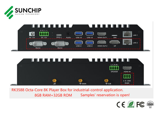 Android 13 Edge Computing Player Box RK3588 Industrial ARM Board 8K Octa Core Dual 1000M RS485 RS232 Jugador de medios
